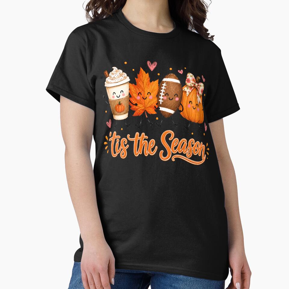 It's the Season Fall Football Pumpkin Coffee Maple Leaf Cute Autumn Design by Artbyrome