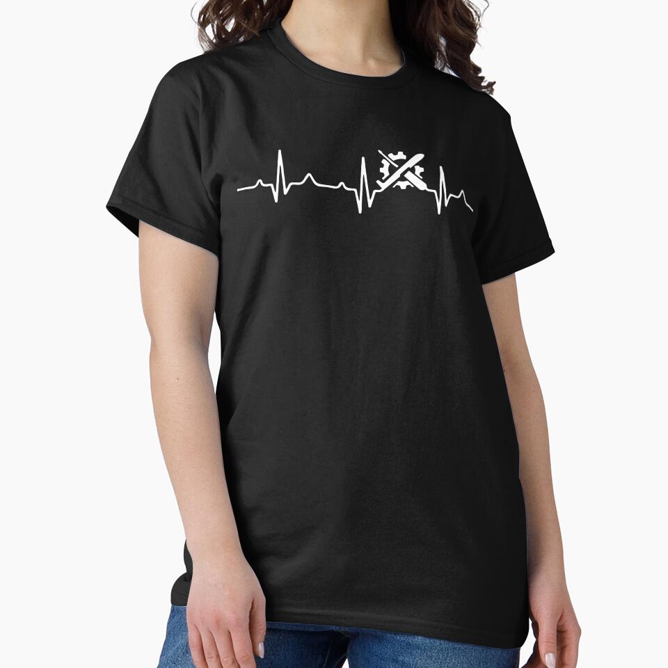 Aircraft Mechanic Heartbeat EKG Heart Rate: Funny Aviation Mechanic Gift by Adexyl