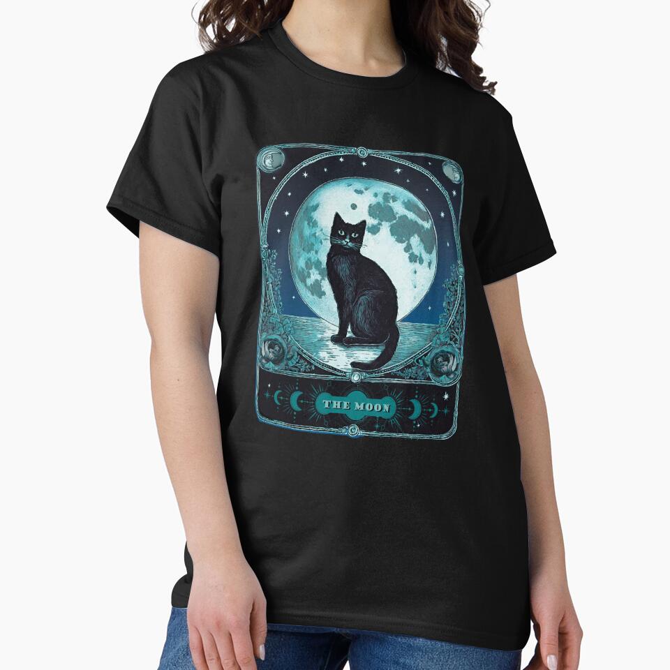 Mystical Cat Tshirt - Retro Aesthetic Tee for Cat Lovers by AnneGrayArt