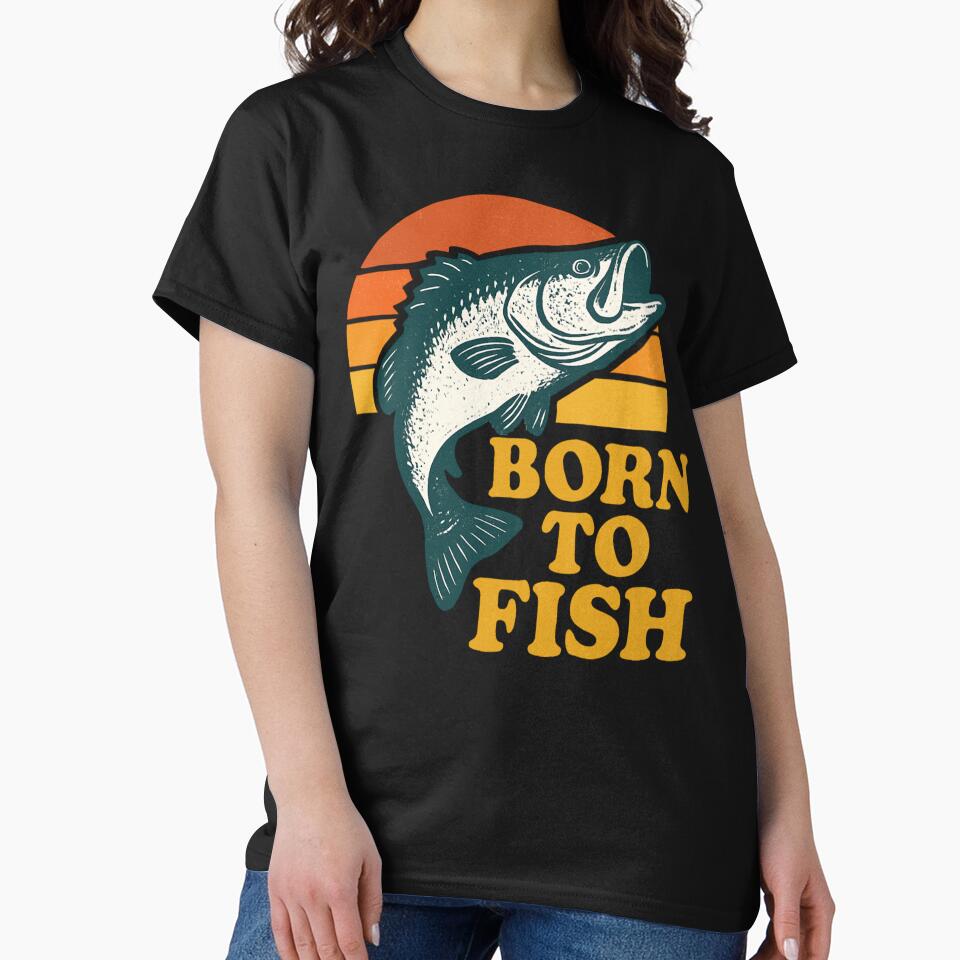 Born To Fish – Vintage Sunset Angler Fishing Lover Retro Outdoor Design by SaDesign99