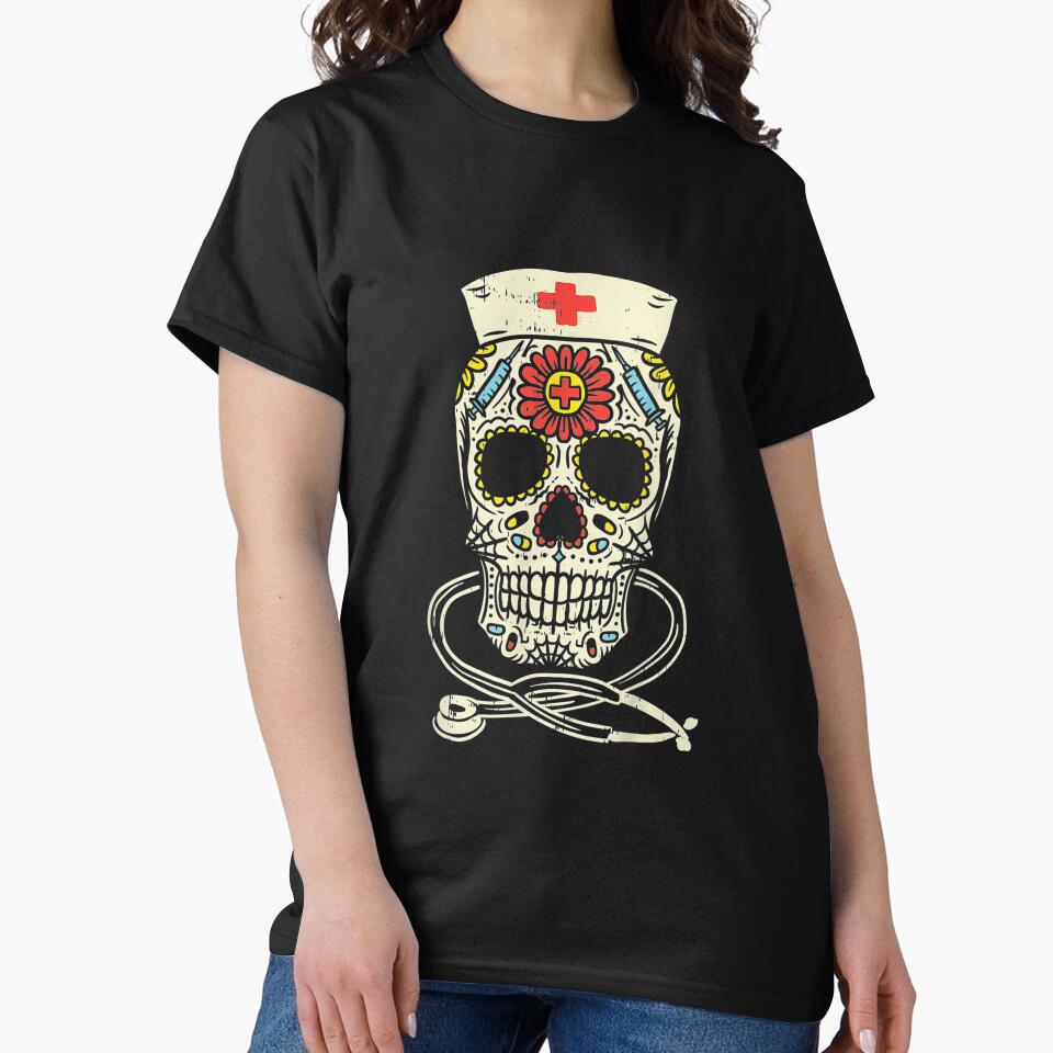 Nurse Sugar Skull Stethoscope RN Medical Halloween Costume by hanesmlwn64