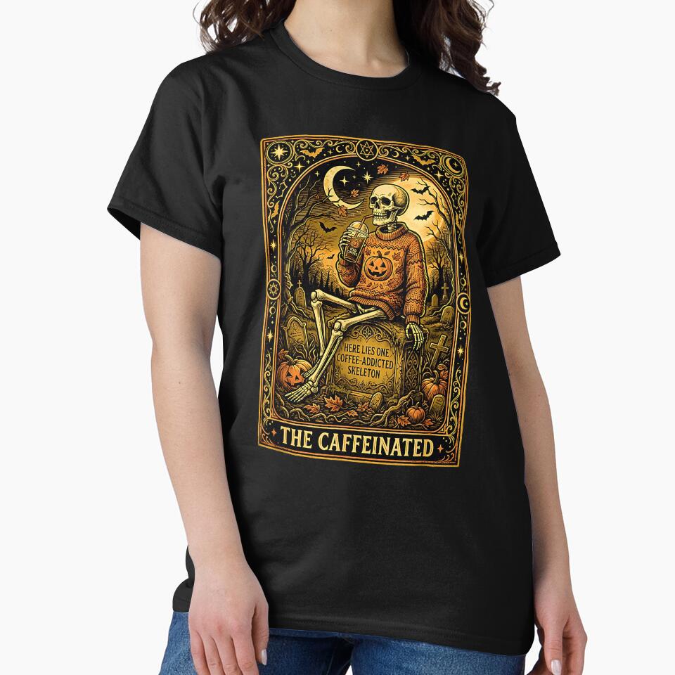 The Coffee Skeleton Tarot Card Funny Spooky Coffee Lover by Rahamkshop