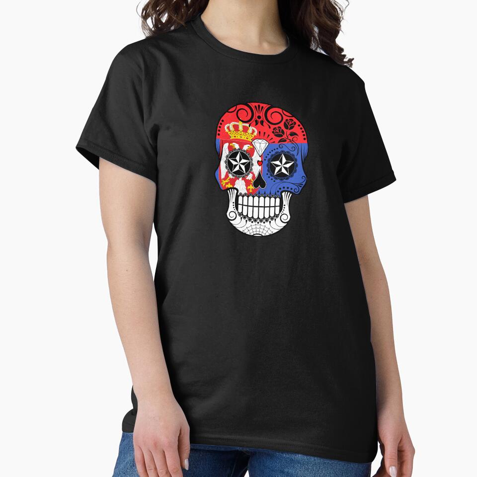 Sugar Skull with Roses and Flag of Serbia by JeffBartels