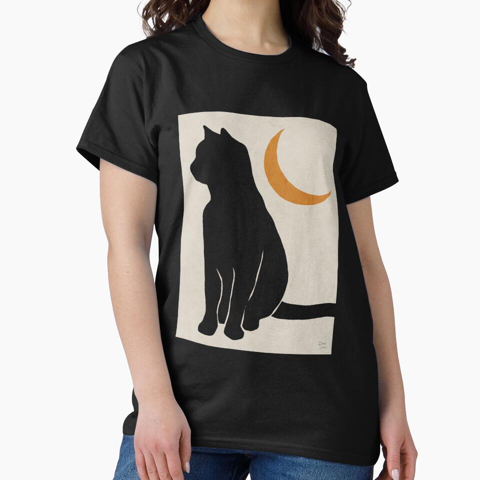 Black Kitty Cat and the Moon by Dina June