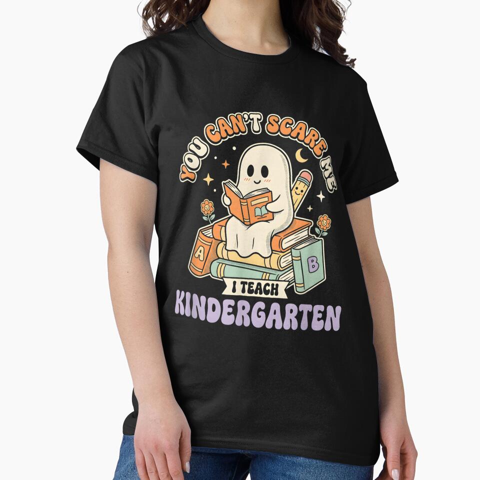Funny Kindergarten Teacher Halloween Ghost You Can't Scare Me Design by mari-kayden
