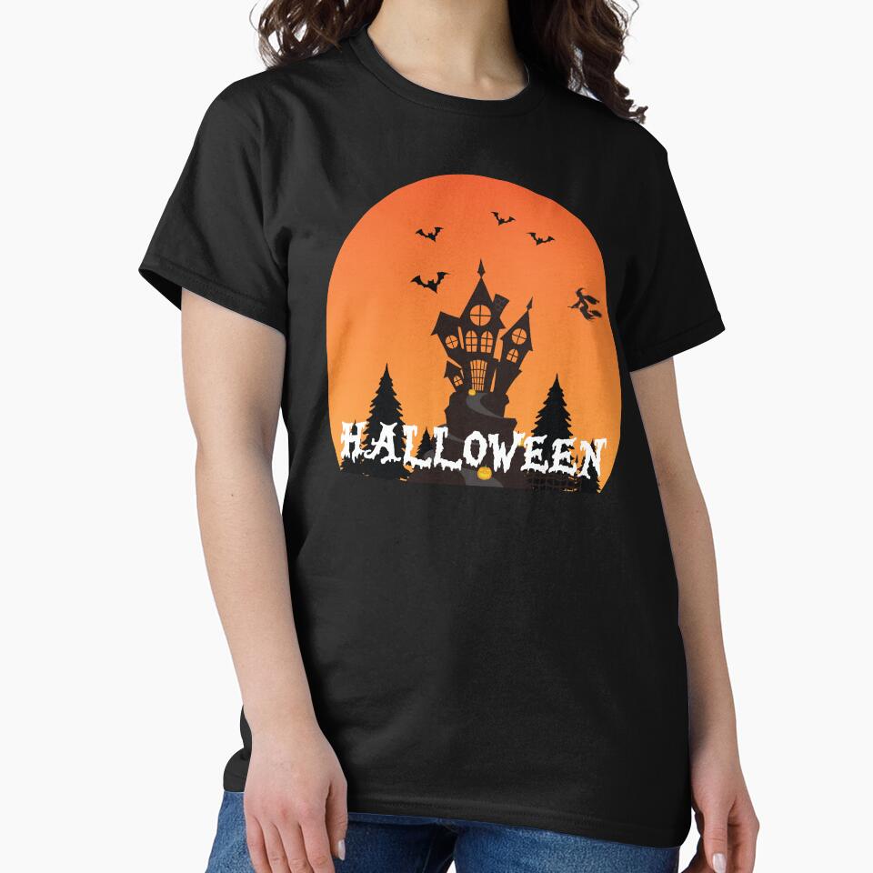 Halloween Haunted House Under Full Moon by Mdjahirulsk