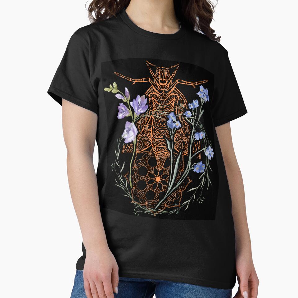 Beautiful Insect & Wildflowers Art Drawing Design by EarthArtDesigns
