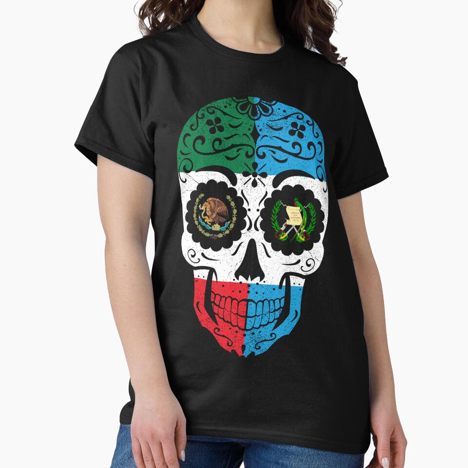 Mexican Guatemalan Flag Sugar Skull by snickrdoodle