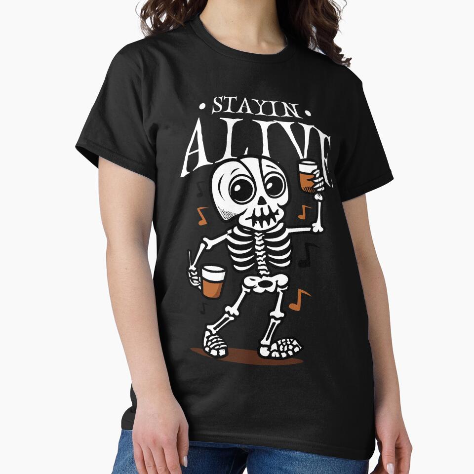 Stayin Alive, Cute Skeleton Drinking Coffee by mamahellfire31