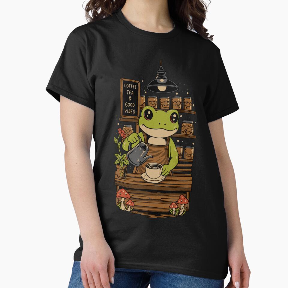 Cute Frog Barista Coffee Shop Illustration by phsycartwork