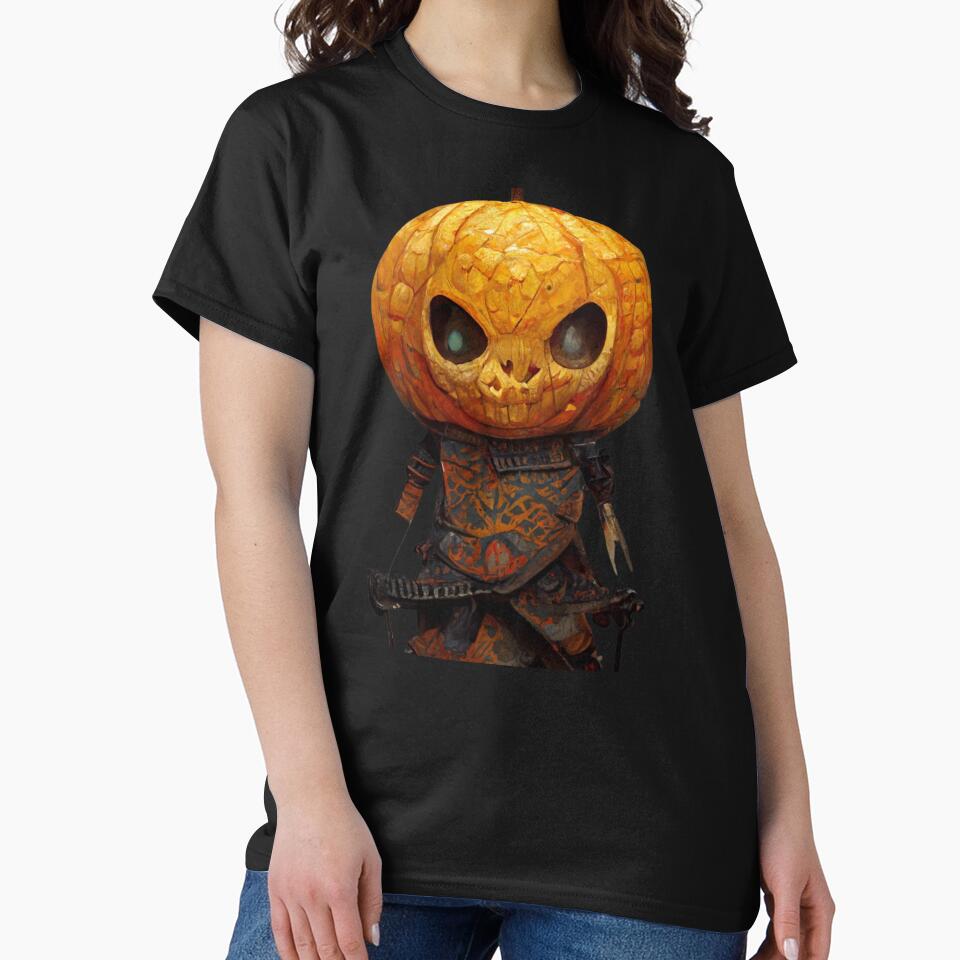 funny Pumpkin Warrior Holding scary and horror -Halloween Pumpkin by hassendz