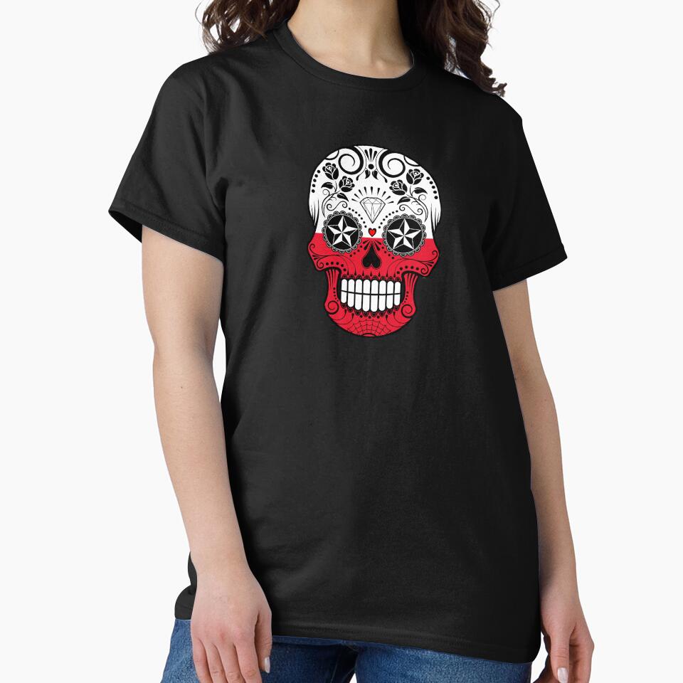 Sugar Skull with Roses and Flag of Poland by JeffBartels