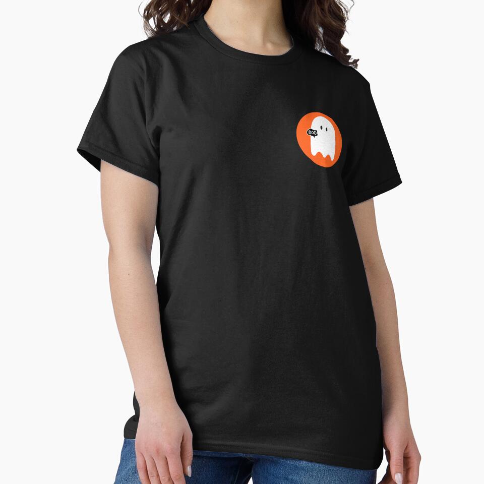Boo | Retro Ghost Halloween Design with Orange Circle by DailyVibesMerch