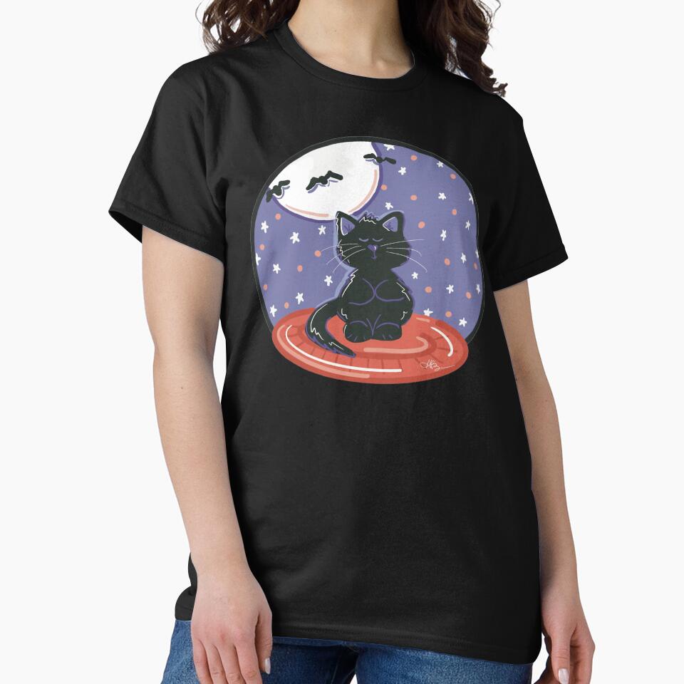 Halloween Meditating Black Cat by Angela Balazs
