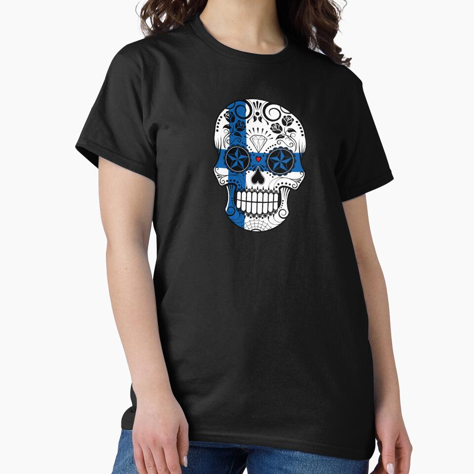 Sugar Skull with Roses and Flag of Finland by JeffBartels