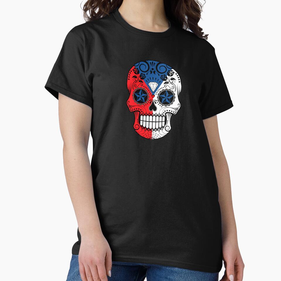 Sugar Skull with Roses and Flag of Czech Republic by JeffBartels