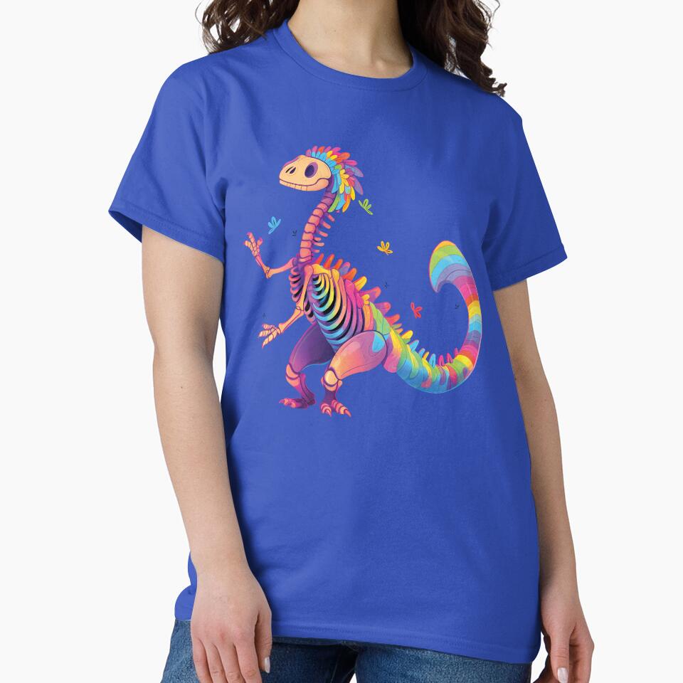 Dancing Skeleton Rainbow Dinosaur. Dead and Fabulous. by lunaticbear