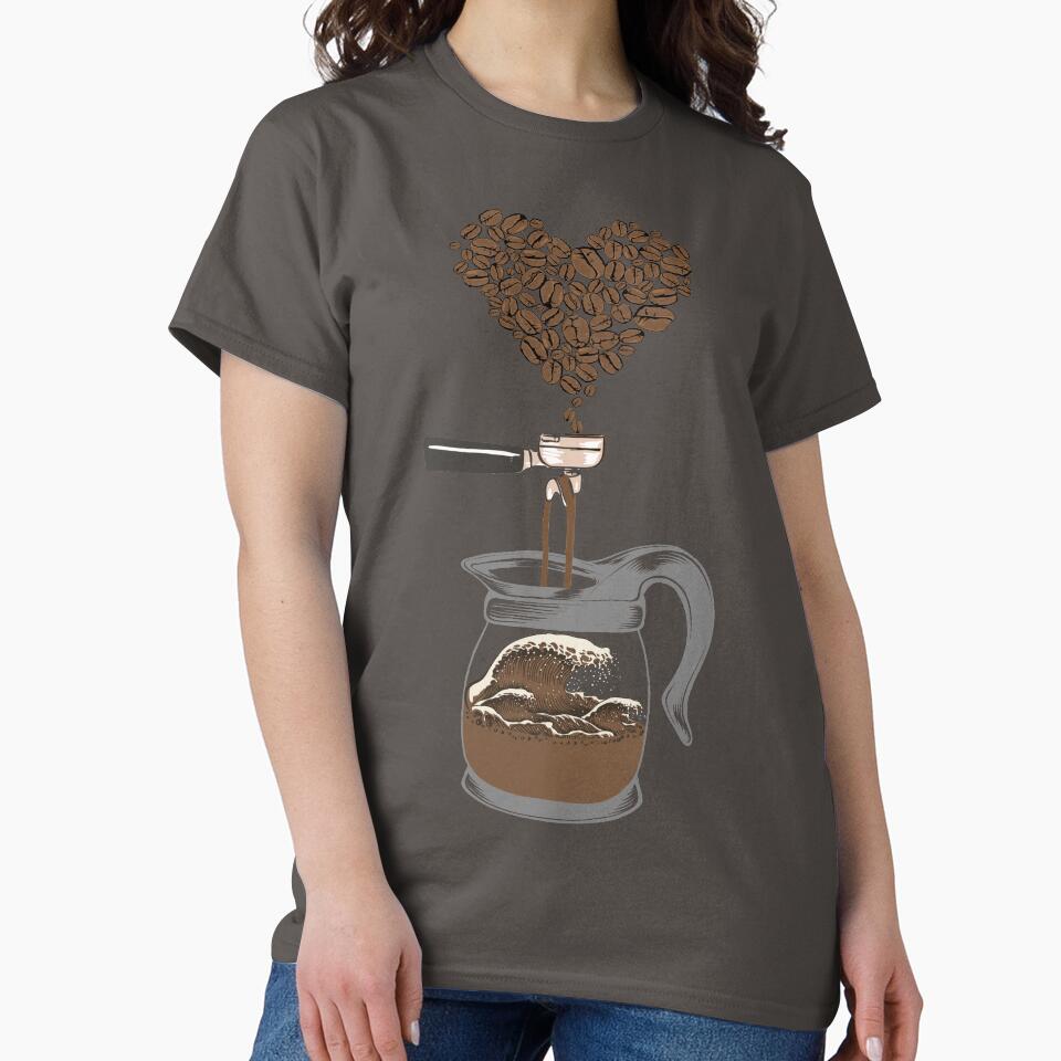 Barista And Great Wave Coffee Beans Art by MrEddie10