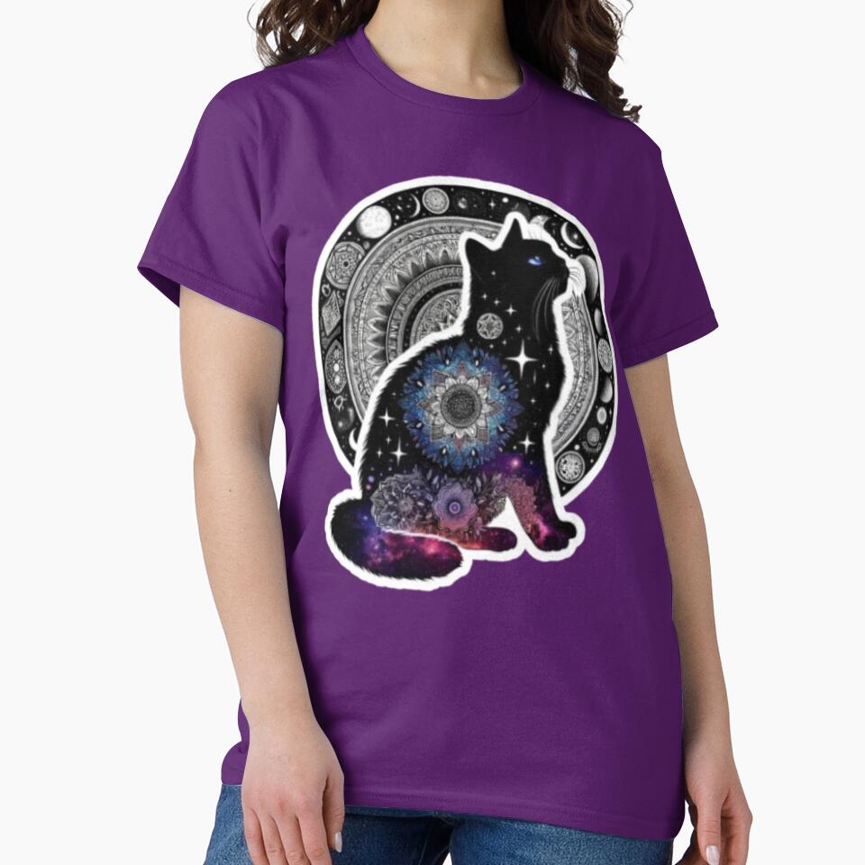 Cosmic Dreamer Galaxy Mandala Black Bohemian Cat by JediKittenWars