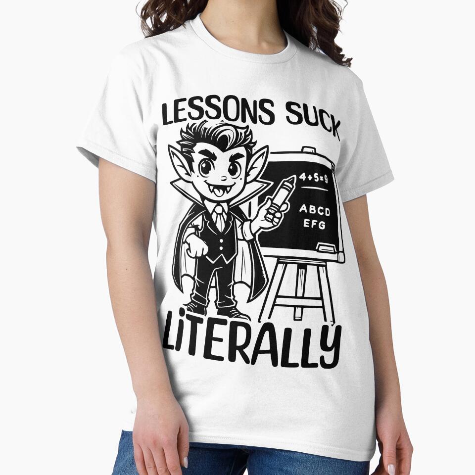 Funny Vampire "Lessons Suck" Halloween for Teachers by QuirkPrint