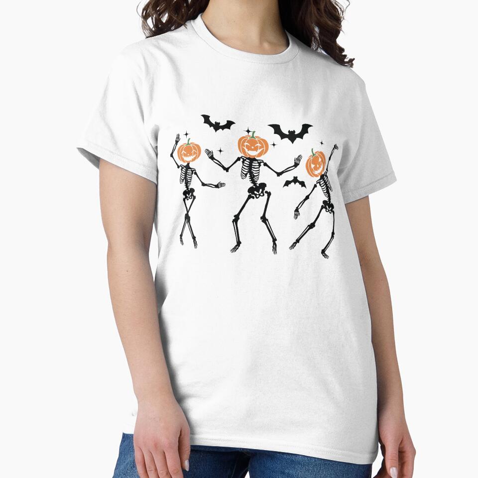 Dancing Skeletons Pumpkin Head Halloween Fun by clothesy7
