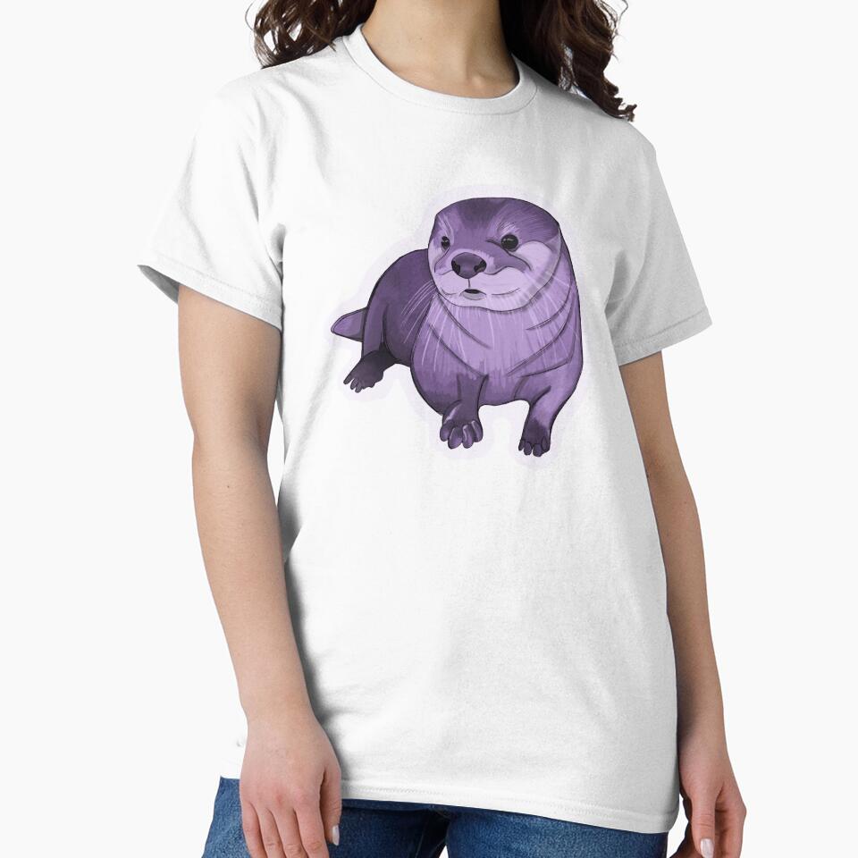 Cute Sea Otter in Purple by For Art Sake