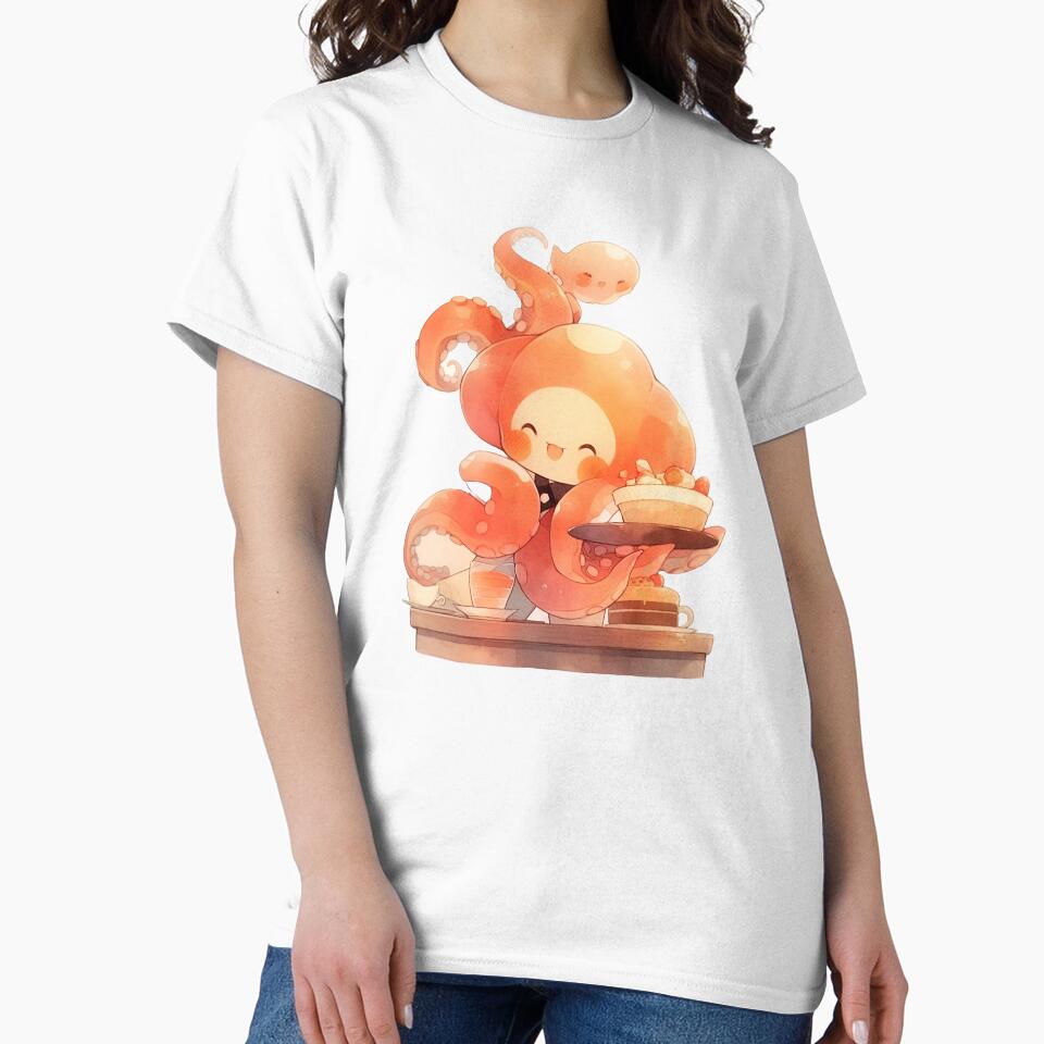 Funny Cartoon Cute Octopus Barista by cArtToonShop