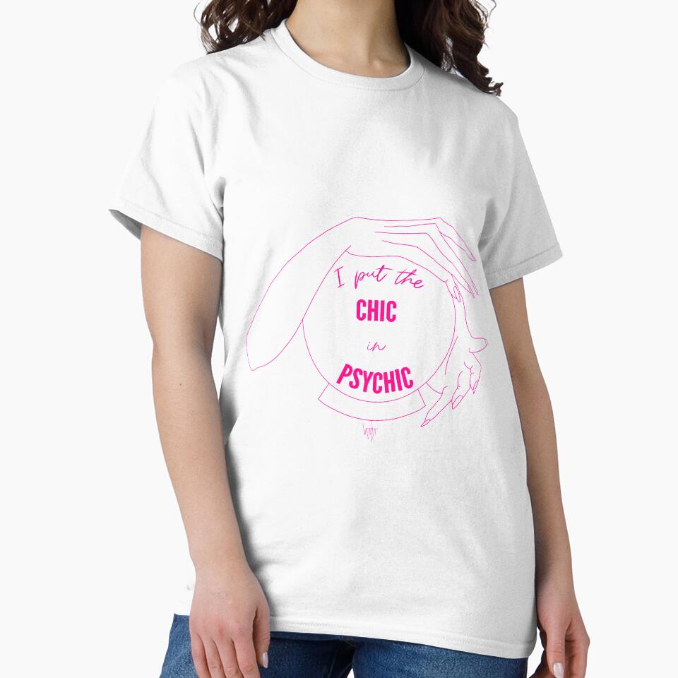 I Put the Chic in Psychic- Magenta and White by bonelessbooks