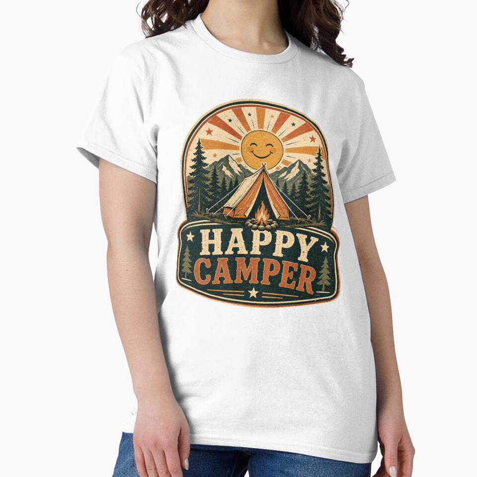 Happy Camper Vintage Camping Mountain Adventure Nature Design by RobertArt08