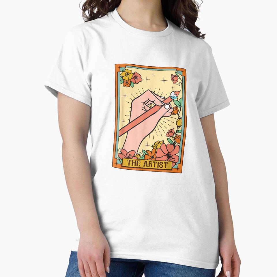 Peace Love Art Teacher Art Artist The Artist Tarot Card T-Shirt by Winkmark