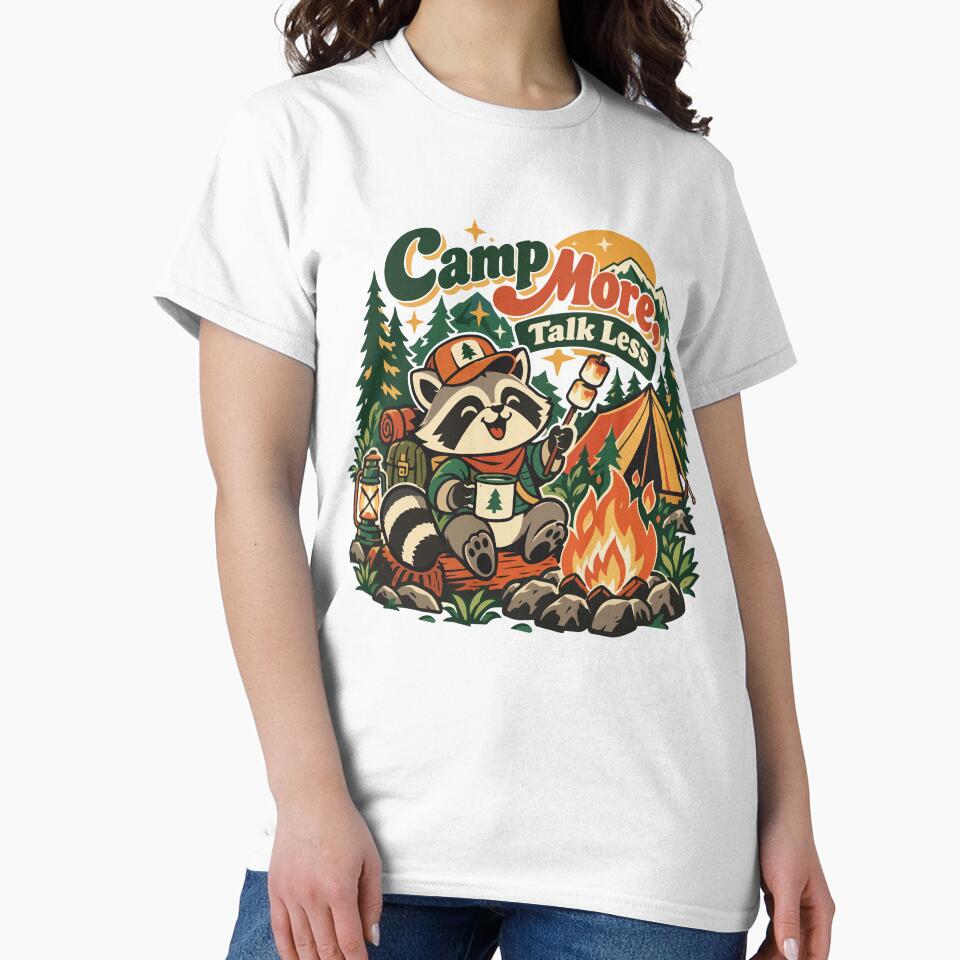 Camp More Talk Less Raccoon Camping by Summit Folk Studio