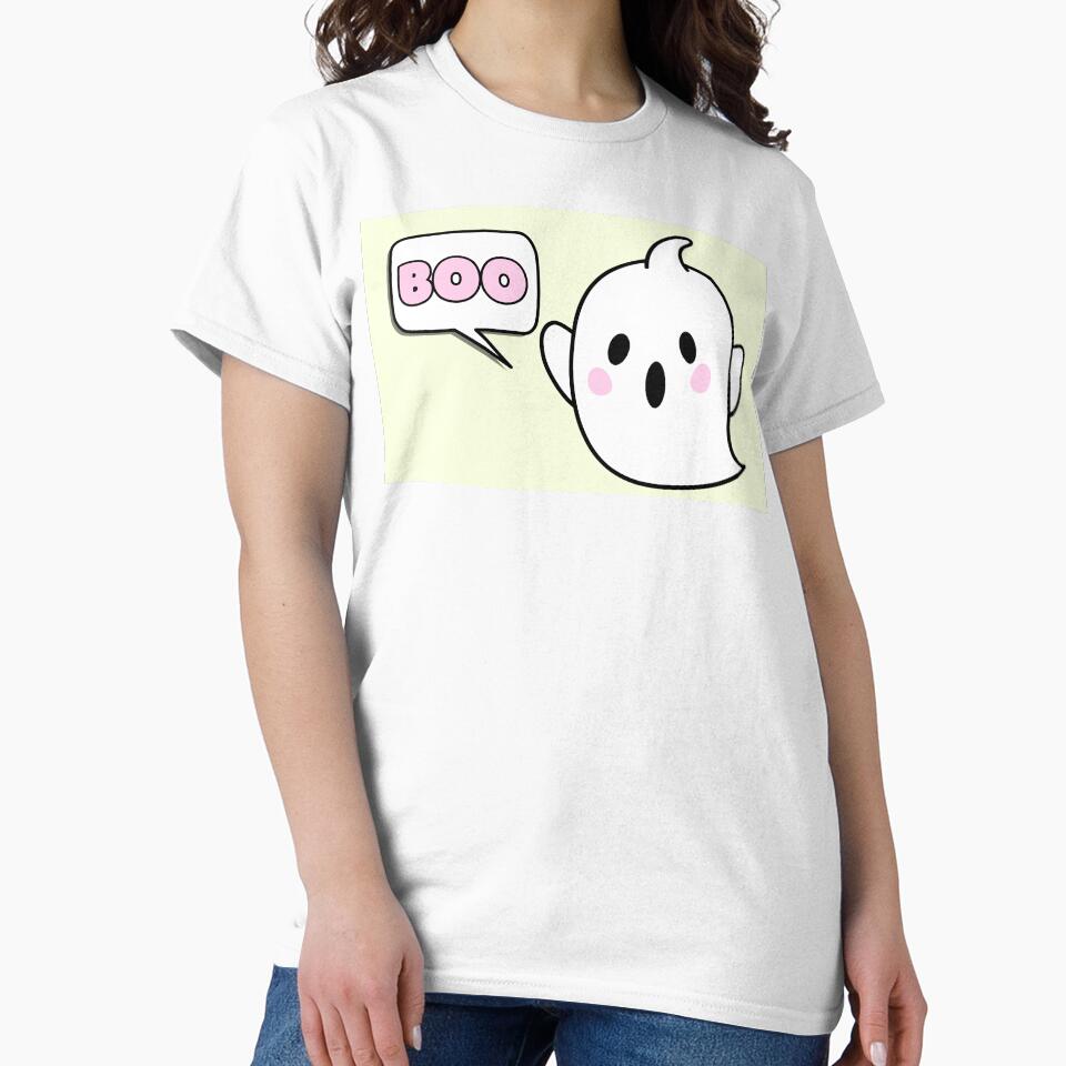 Cute Ghost Says Boo Halloween Yellow by Sunshine-Dreams