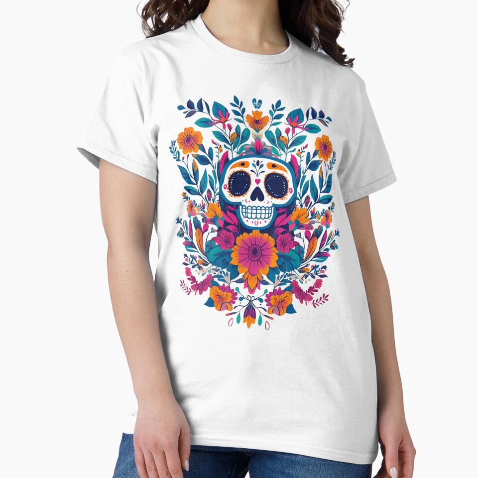 Vibrant Floral Skull, Dia de los Muertos by Karma-Koutur