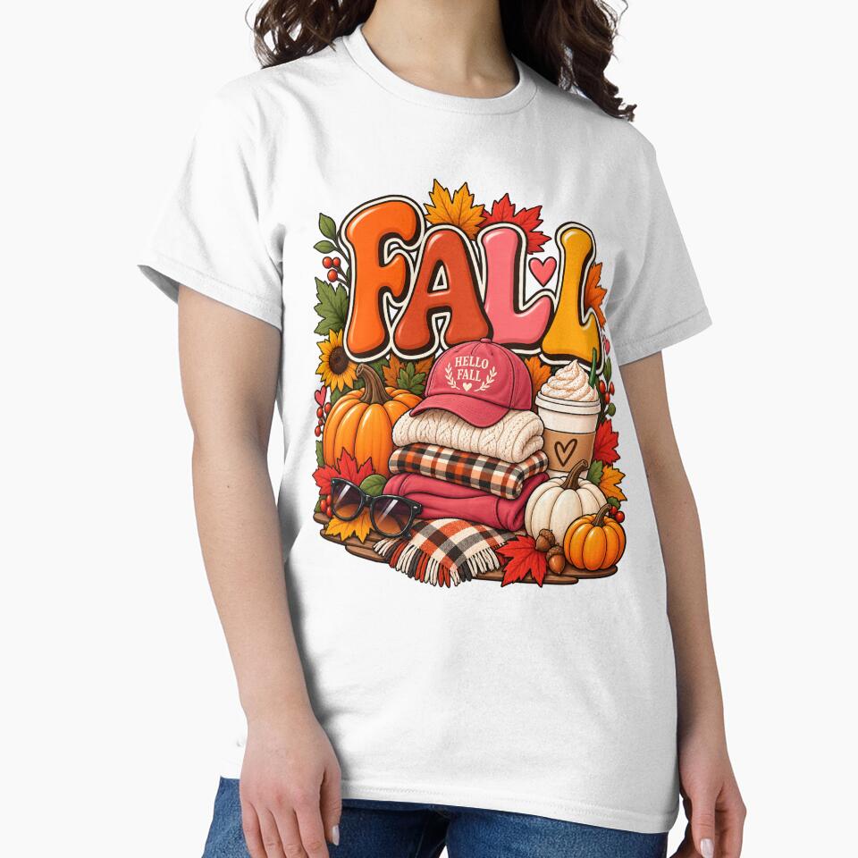 Hello Fall Cozy Autumn Pumpkin Coffee Sweater by afr-saad