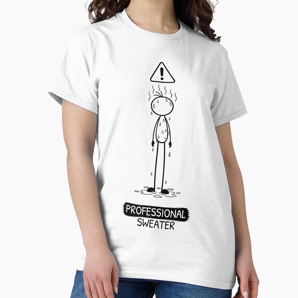Funny Hot Weather T-Shirt | Professional Sweater | Summer Humour | Minimalist Stick Figure by Pebl-Co