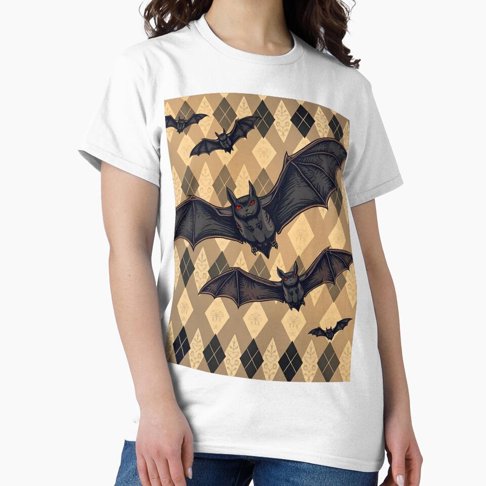 Classic Argyle Pattern with Bats – Spooky Gothic Preppy Design by WhimsicalThredz