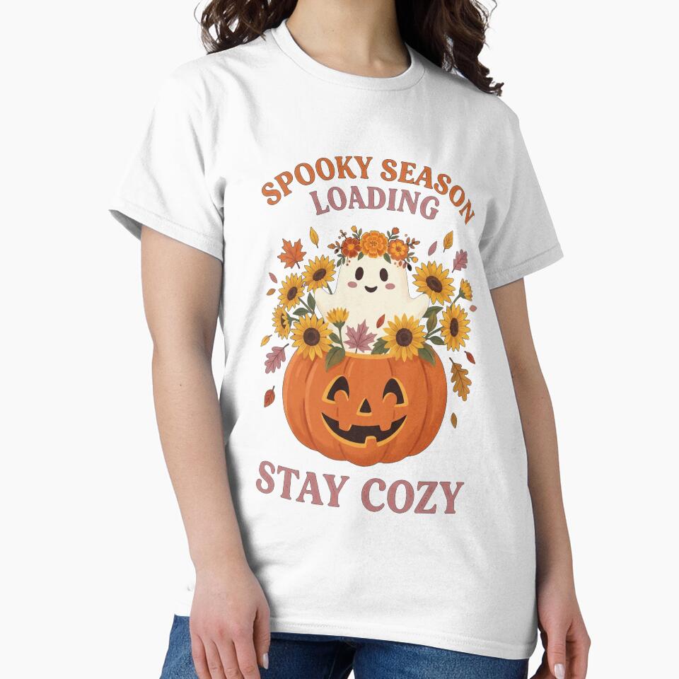 Spooky Season Loading Cute Ghost Shirt by HappyCuteCat