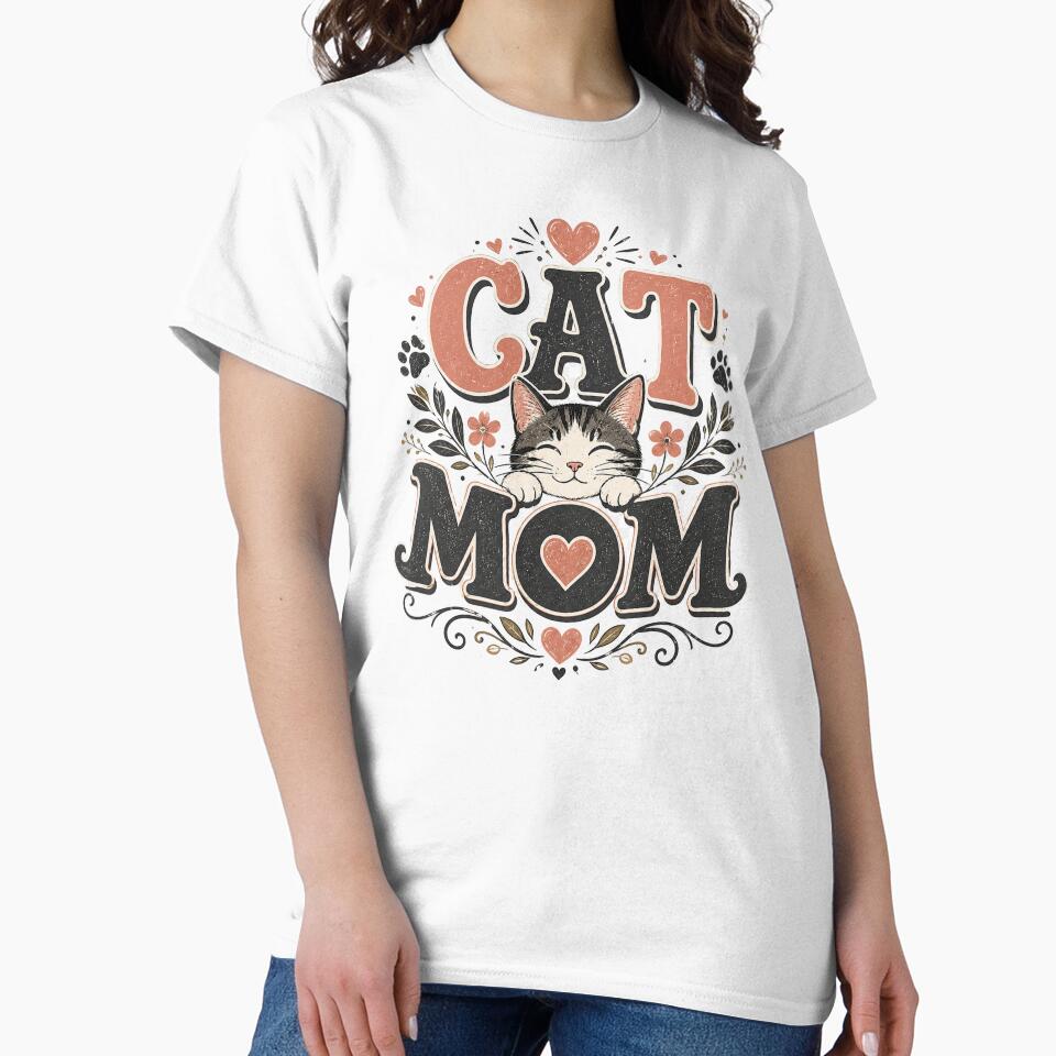 Cat Mom Vintage Floral Cat Lover Design by RobertArt08