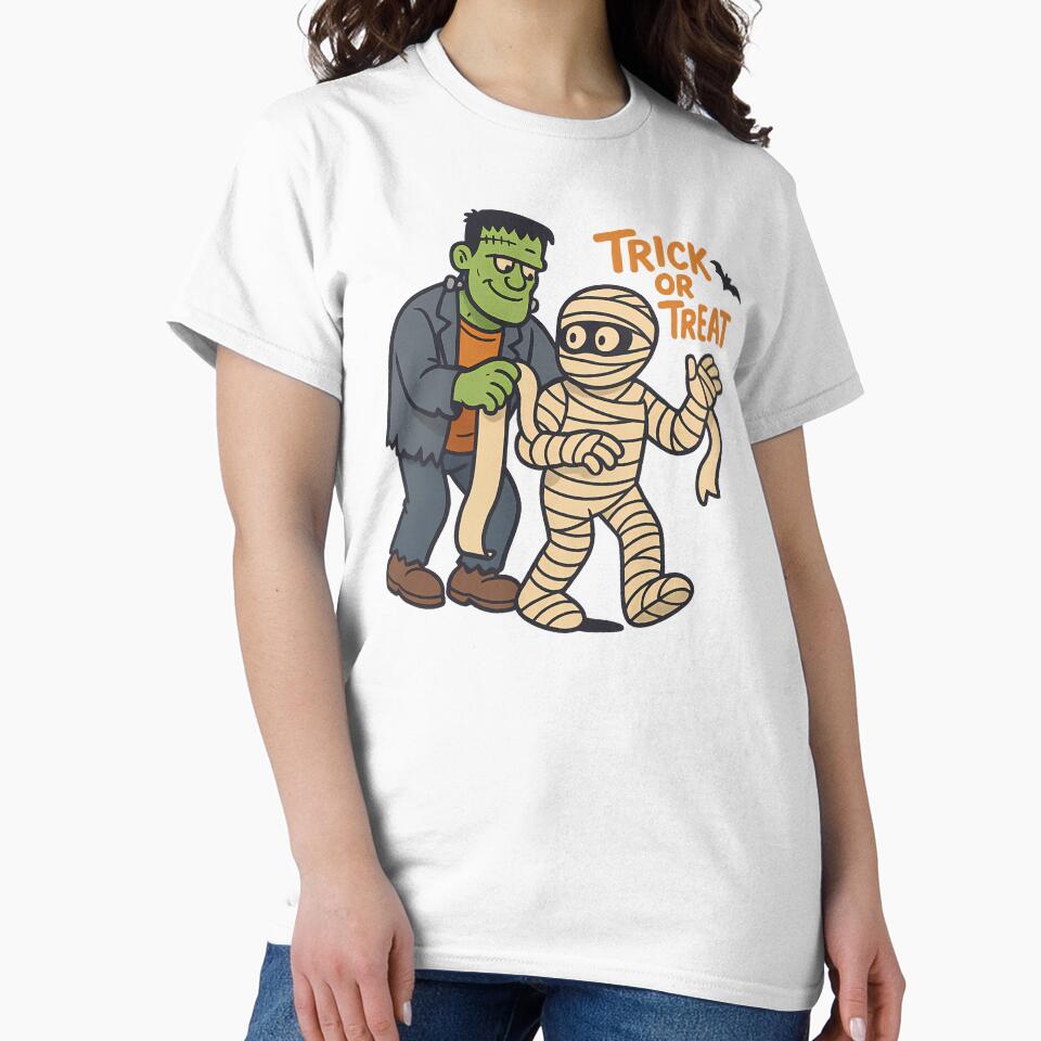 Retro Funny Halloween – Frankenstein & Mummy Trick or Treat by NatureStyle555
