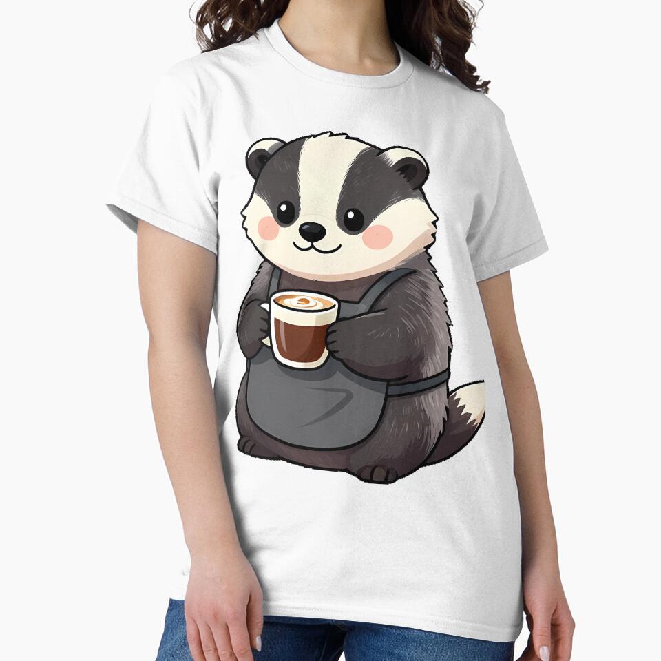Cute European Badger Barista with Irish Cream Dark Roast Icon by pumsquare