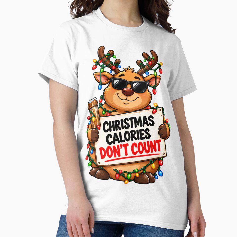 Christmas Calories Don't Count Funny Reindeer Design by Kenzie & Co