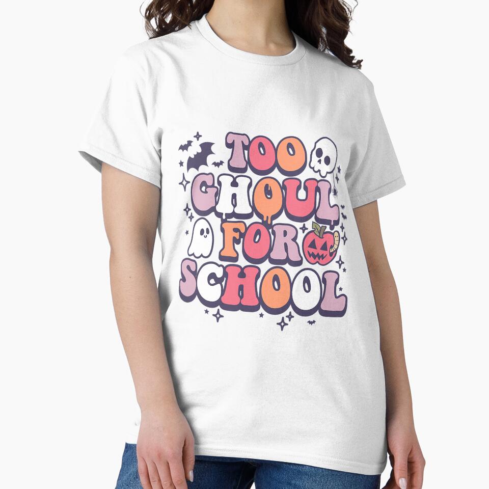 Retro Halloween Teacher Ghouls Groovy School Trick or Teach by phoebesara86