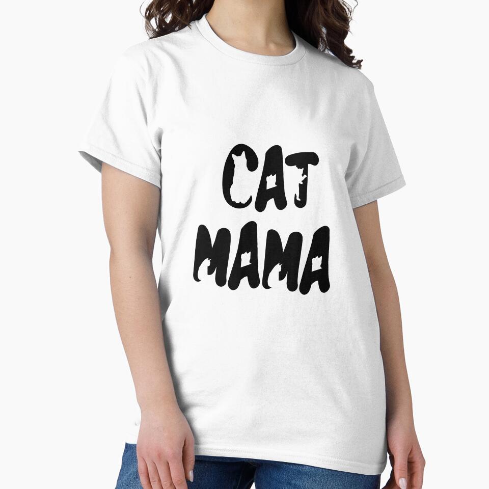 Cat Mama Black Text Design with Cats Placed Inside The Text by jonrdesign