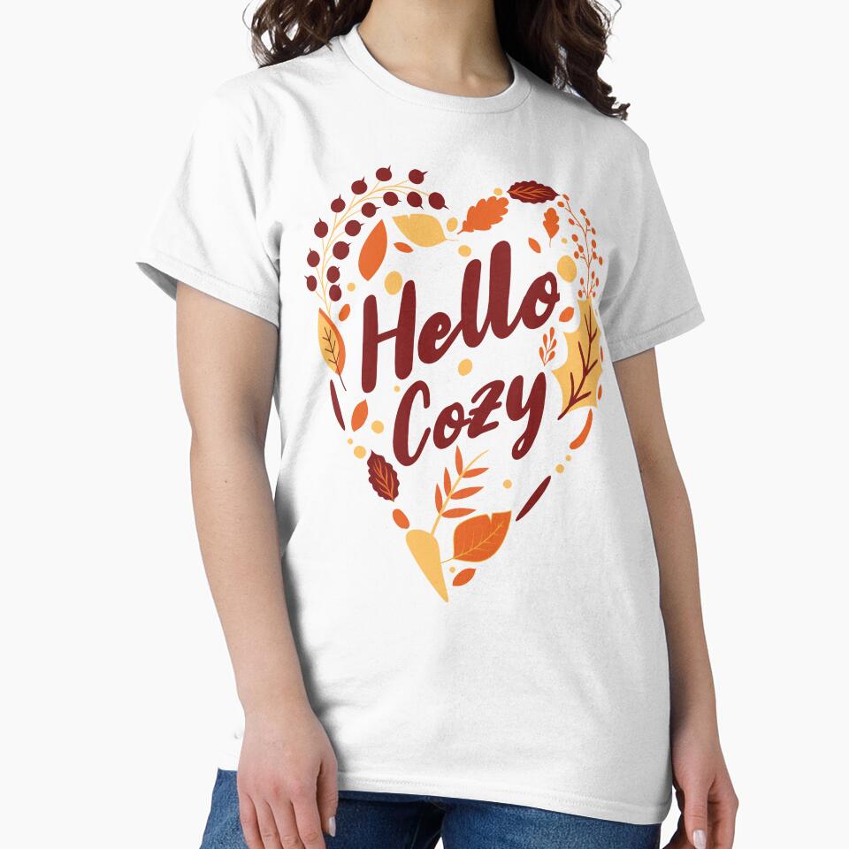 Hello Cozy Autumn Leaves | Cute Fall Aesthetic Seasonal Design by Sachie's Studio