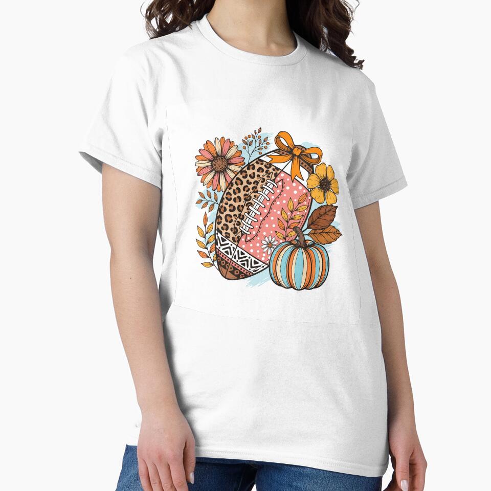 Floral Leopard Football with Colorful Fall Pumpkin Design by EloanMerlet11