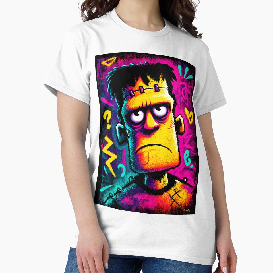 Neon Frankenstein – Retro Halloween Art by Moisky Art