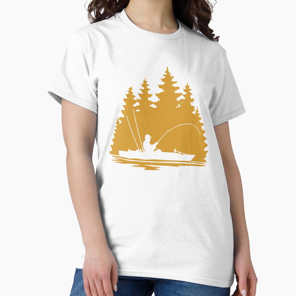 Kayaker Fishing Rural Forest Scene with Mustard Background by Sam Morrison