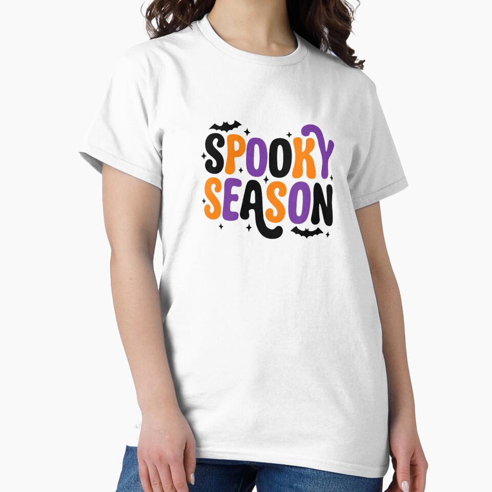 Spooky Season Halloween Design – Cute Typography Bats and Stars Artwork by My Favorite Store