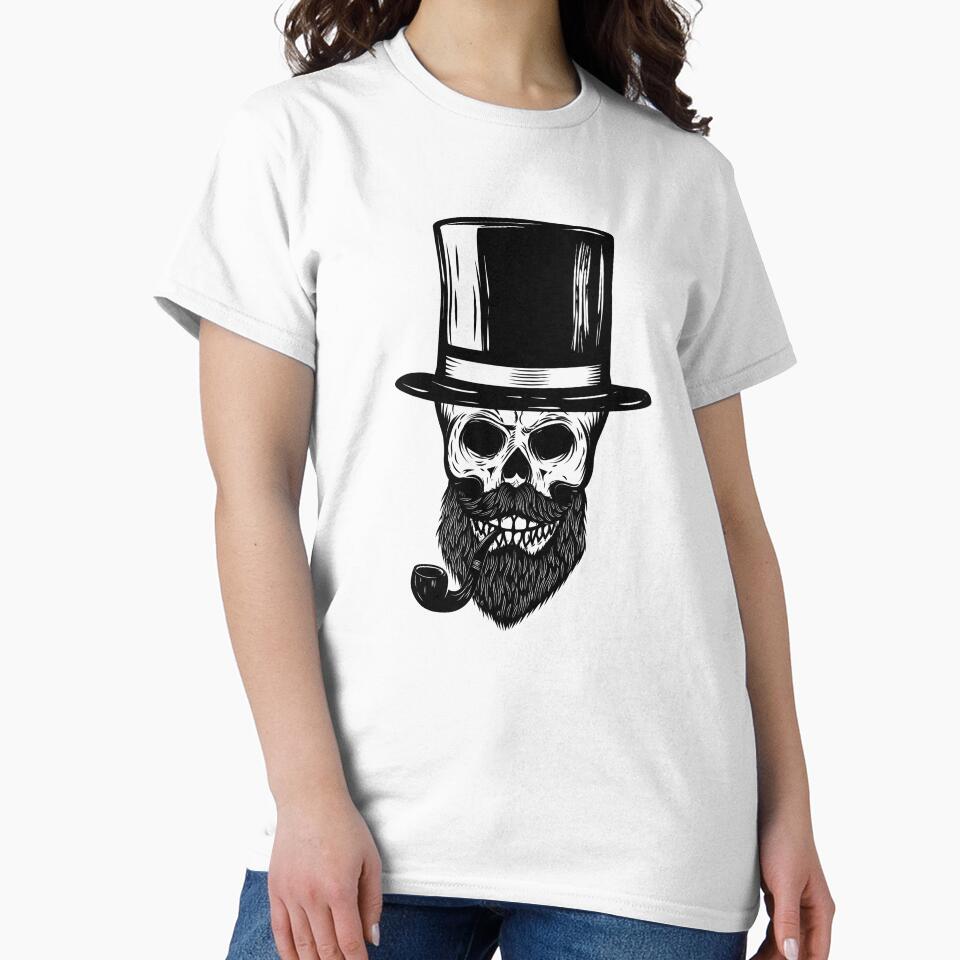 Funny skull with beard, hat and pipe by uni