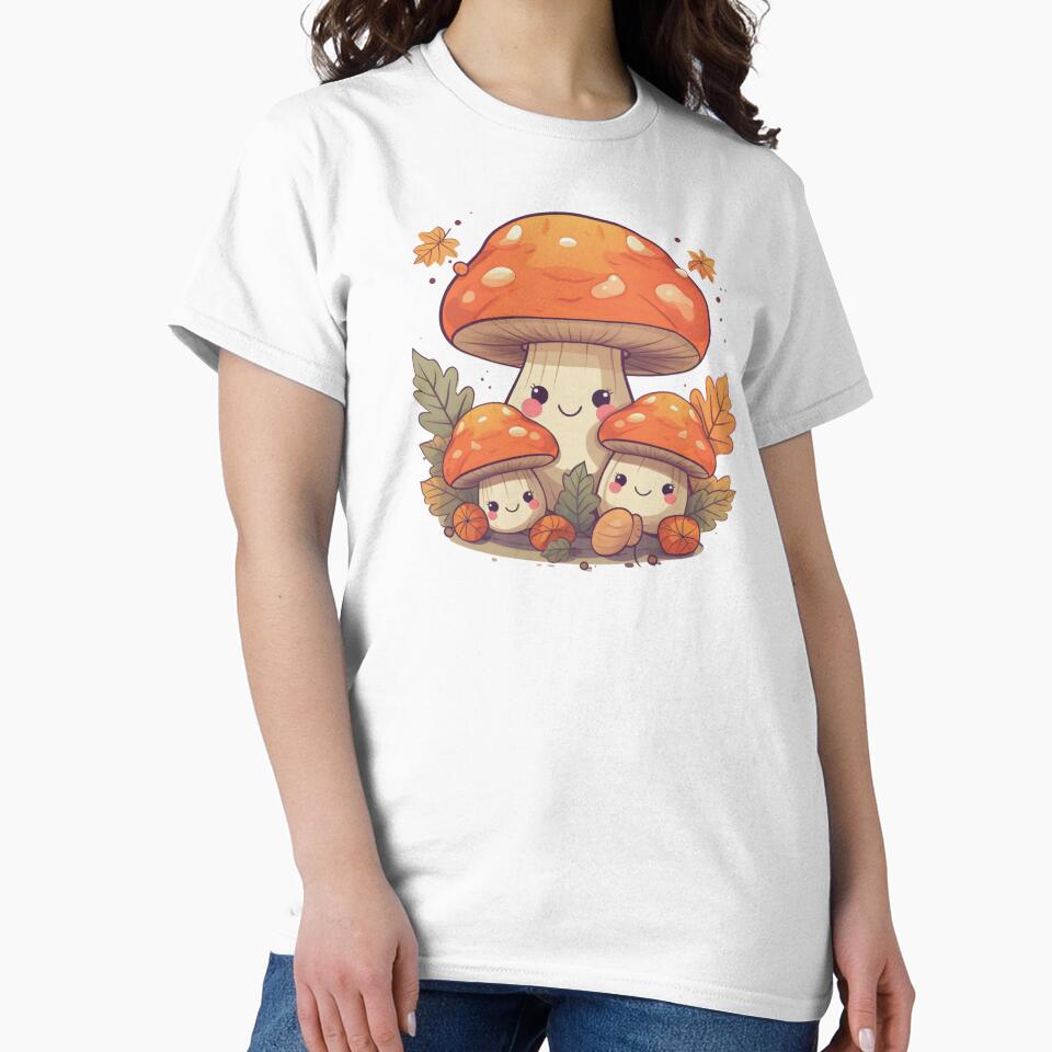 Adorable Mushroom Family - Cute Autumn Forest Illustration by sirenandscript